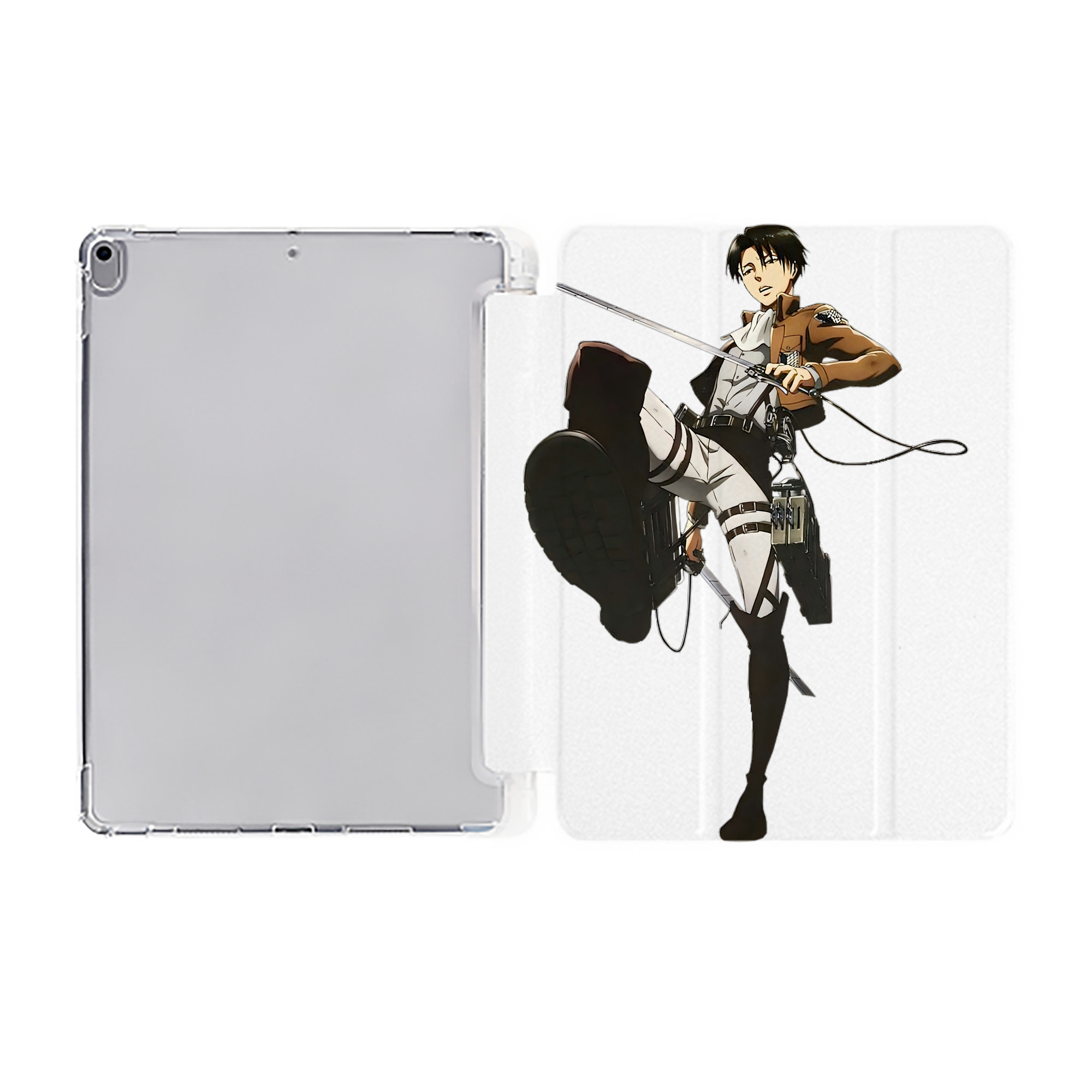 （画像用） 進撃の巨人 リヴァイ·アッカーマン Attack on Titan Levi Ackerman IPad ケース ペン収納付き 三つ折りスタンド PUレザー×シリコン 対応機種9.5/10.5/10.9インチ
